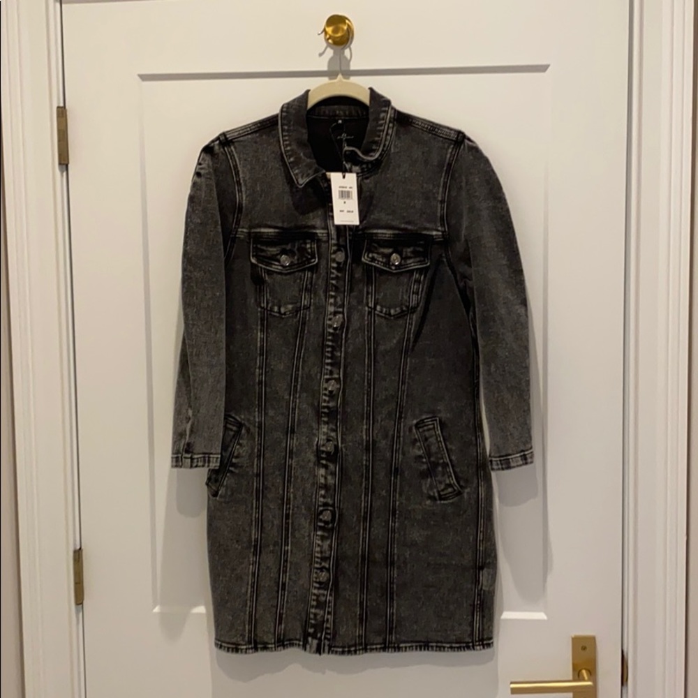 Acid washed denim dress new
